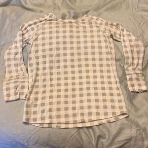 Childhoods Clothing Long Sleeve Gray and White Gingham Tee